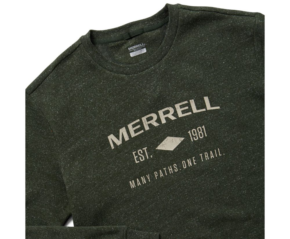 Pulôver Homem - Merrell Est 1981 Wordmark Crewneck - Verde Oliva - SKE321905